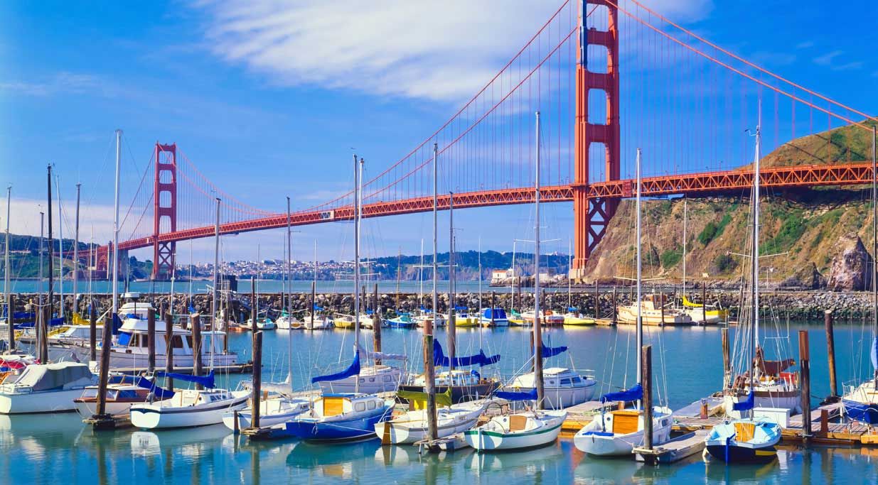 Francisco Bay with the Golden Gate Bridge in the background.